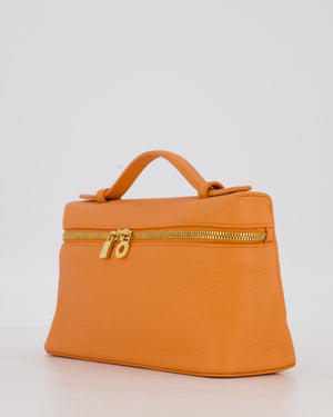 Loro Piana Extra Pocket L19 Bag in Orange Calfskin Leather with Gold Hardware
