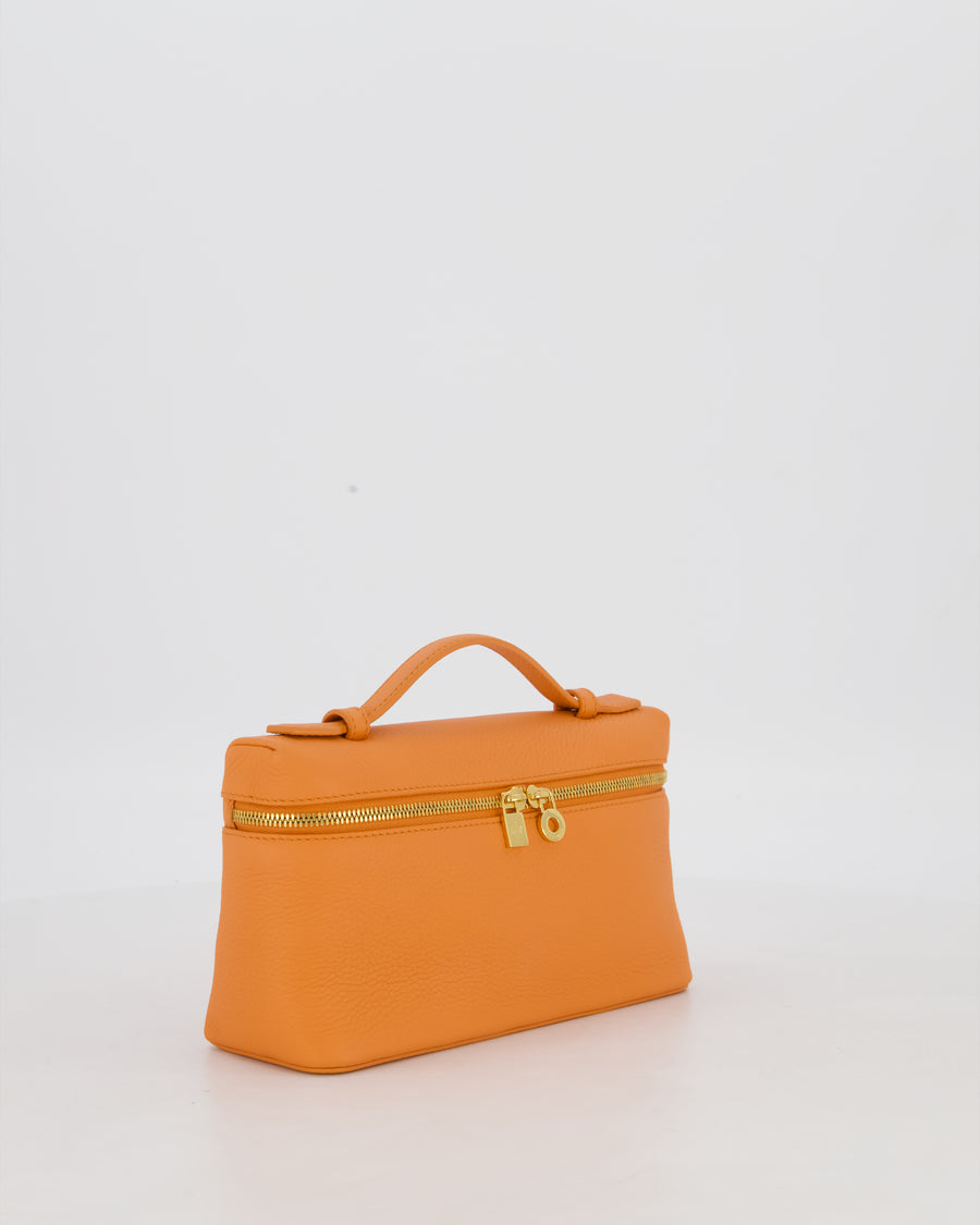 Loro Piana Extra Pocket L19 Bag in Orange Calfskin Leather with Gold Hardware