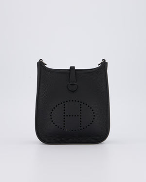 Hermès Mini Evelyne 16 Bag in Noir Clemence Leather with Palladium Hardware