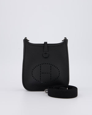 Hermès Mini Evelyne 16 Bag in Noir Clemence Leather with Palladium Hardware