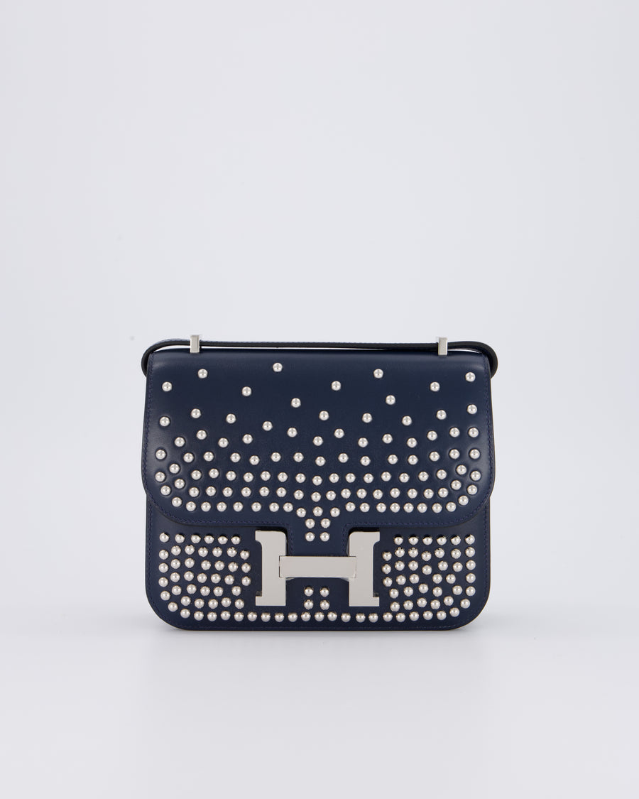 *HOT & RARE* Hermès Mini Constance III Miroir 18 Bag in Bleu Abysse Calfskin Box Leather with Palladium Hardware