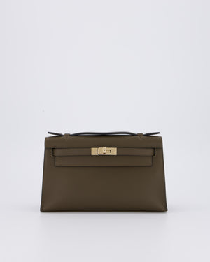 *NEW COLOUR* Hermès Mini Kelly Pochette Bag in Vert Loden Swift Leather and Permabrass Hardware