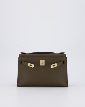 *NEW COLOUR* Hermès Mini Kelly Pochette Bag in Vert Loden Swift Leather and Permabrass Hardware