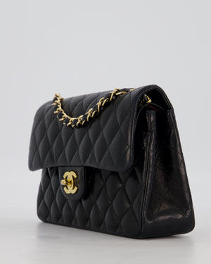 Chanel Black Vintage Small Classic Double Flap Bag in Lambskin Leather with 24K Gold Hardware