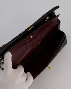 Chanel Black Vintage Small Classic Double Flap Bag in Lambskin Leather with 24K Gold Hardware