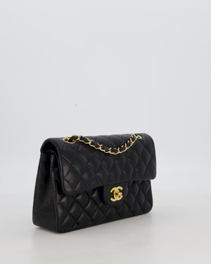 Chanel Black Vintage Small Classic Double Flap Bag in Lambskin Leather with 24K Gold Hardware