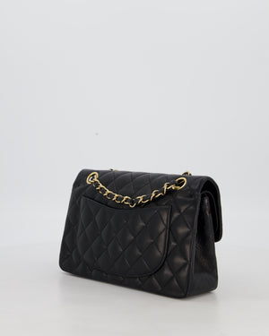 Chanel Black Vintage Small Classic Double Flap Bag in Lambskin Leather with 24K Gold Hardware