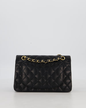 Chanel Black Vintage Small Classic Double Flap Bag in Lambskin Leather with 24K Gold Hardware