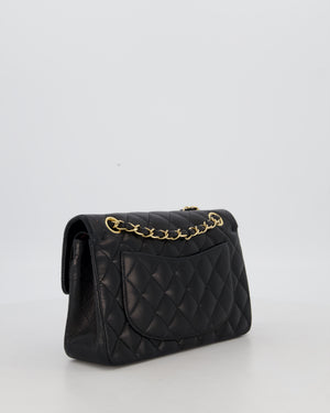 Chanel Black Vintage Small Classic Double Flap Bag in Lambskin Leather with 24K Gold Hardware