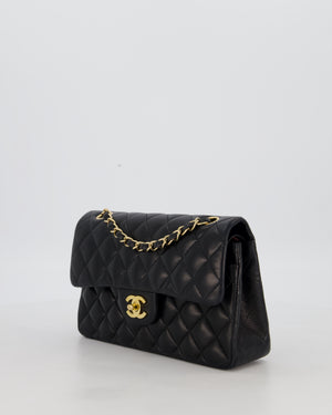 Chanel Black Vintage Small Classic Double Flap Bag in Lambskin Leather with 24K Gold Hardware