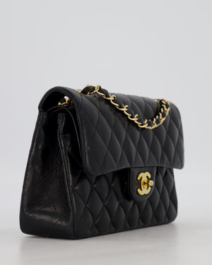 Chanel Black Vintage Small Classic Double Flap Bag in Lambskin Leather with 24K Gold Hardware