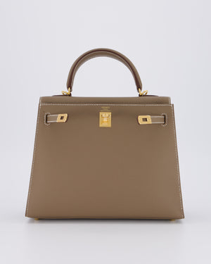 *HOLY GRAIL* Hermès Kelly 25 Sellier Bag in Etoupe Epsom Leather and Gold Hardware
