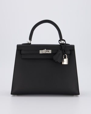 *SUPER RARE* Hermès Kelly 25 Sellier Bag in Noir Epsom Leather with Palladium Hardware