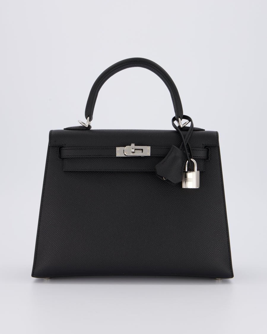 *SUPER RARE* Hermès Kelly 25 Sellier Bag in Noir Epsom Leather with Palladium Hardware