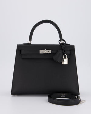 *SUPER RARE* Hermès Kelly 25 Sellier Bag in Noir Epsom Leather with Palladium Hardware