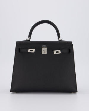 *SUPER RARE* Hermès Kelly 25 Sellier Bag in Noir Epsom Leather with Palladium Hardware