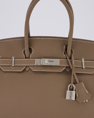 *VERY RARE* Hermès Birkin 30 Retourne Bag in Etoupe Togo Leather with Palladium Hardware