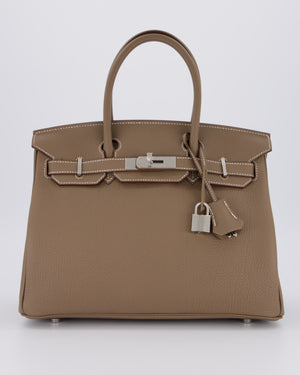 *VERY RARE* Hermès Birkin 30 Retourne Bag in Etoupe Togo Leather with Palladium Hardware