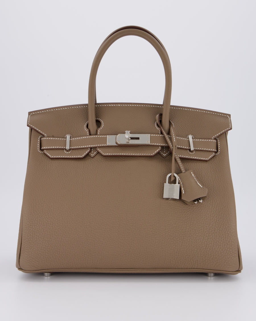 *VERY RARE* Hermès Birkin 30 Retourne Bag in Etoupe Togo Leather with Palladium Hardware