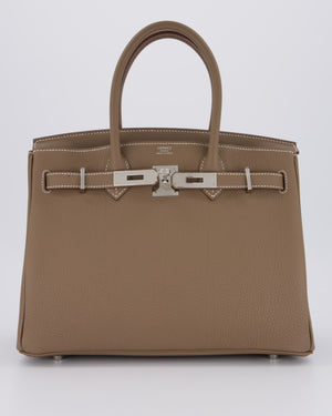 *VERY RARE* Hermès Birkin 30 Retourne Bag in Etoupe Togo Leather with Palladium Hardware