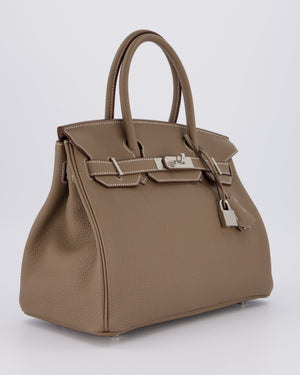 *VERY RARE* Hermès Birkin 30 Retourne Bag in Etoupe Togo Leather with Palladium Hardware