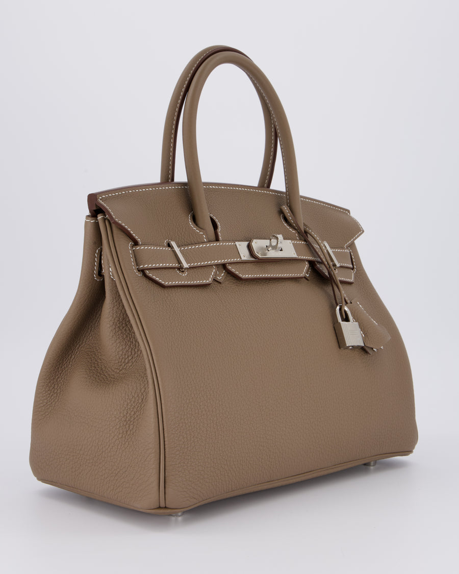 *VERY RARE* Hermès Birkin 30 Retourne Bag in Etoupe Togo Leather with Palladium Hardware