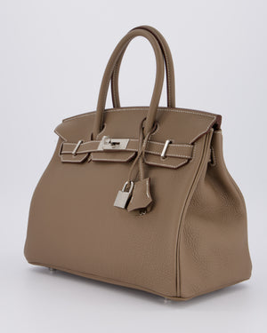 *VERY RARE* Hermès Birkin 30 Retourne Bag in Etoupe Togo Leather with Palladium Hardware