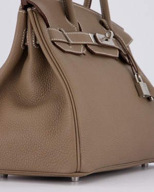 *VERY RARE* Hermès Birkin 30 Retourne Bag in Etoupe Togo Leather with Palladium Hardware