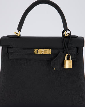 Hermès Kelly 25 Retourne Bag in Noir Togo Leather with Gold Hardware