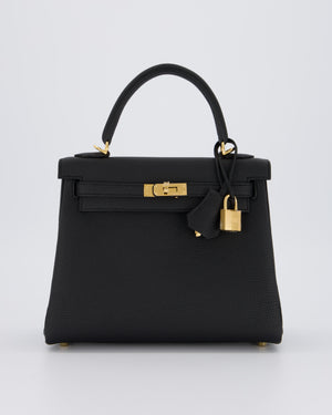 Hermès Kelly 25 Retourne Bag in Noir Togo Leather with Gold Hardware