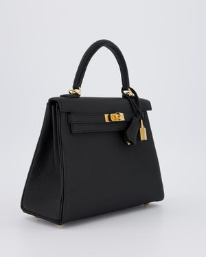 Hermès Kelly 25 Retourne Bag in Noir Togo Leather with Gold Hardware