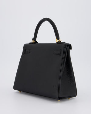 Hermès Kelly 25 Retourne Bag in Noir Togo Leather with Gold Hardware
