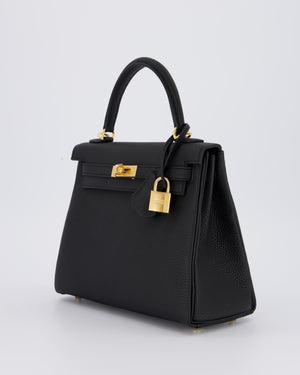 Hermès Kelly 25 Retourne Bag in Noir Togo Leather with Gold Hardware