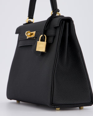 Hermès Kelly 25 Retourne Bag in Noir Togo Leather with Gold Hardware