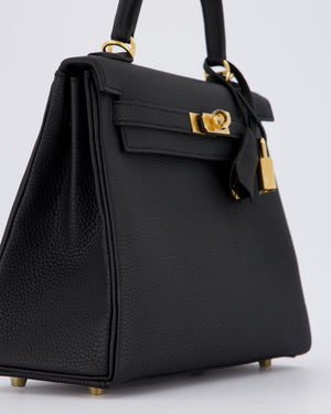 Hermès Kelly 25 Retourne Bag in Noir Togo Leather with Gold Hardware