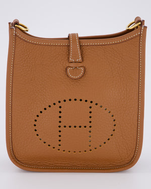 Hermès Mini Evelyne 16 Bag in Gold Taurillon Clemence Leather with Gold Hardware