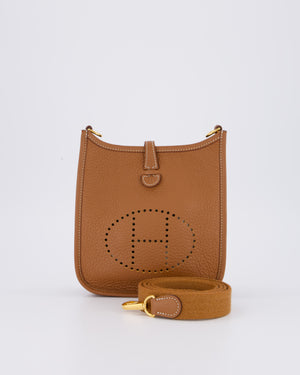 Hermès Mini Evelyne 16 Bag in Gold Taurillon Clemence Leather with Gold Hardware