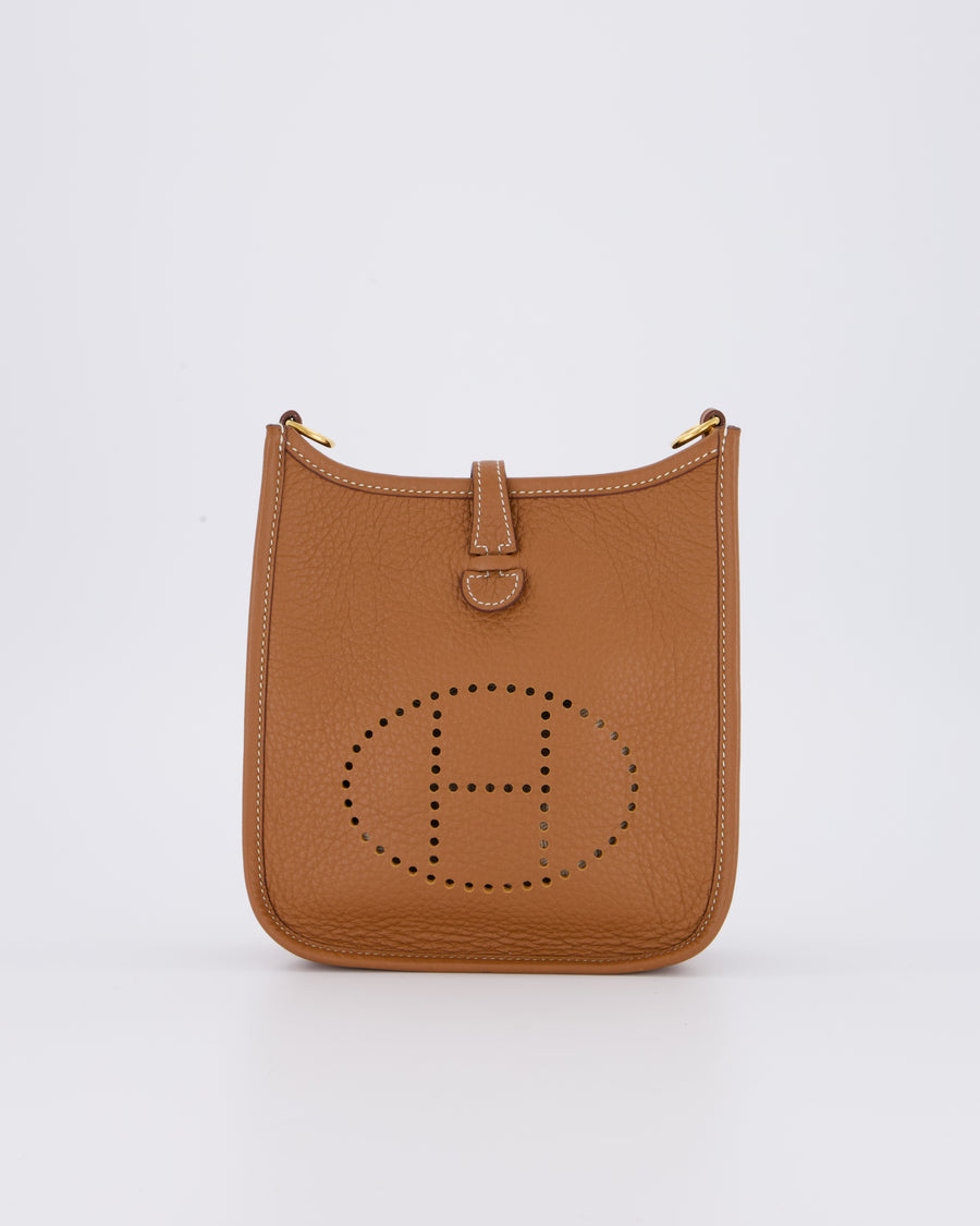 Hermès Mini Evelyne 16 Bag in Gold Taurillon Clemence Leather with Gold Hardware
