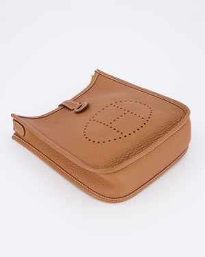Hermès Mini Evelyne 16 Bag in Gold Taurillon Clemence Leather with Gold Hardware