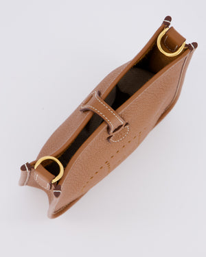 Hermès Mini Evelyne 16 Bag in Gold Taurillon Clemence Leather with Gold Hardware
