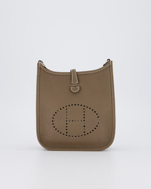 Hermès Mini Evelyne Bag in Etoupe Clemence Leather with Palladium Hardware