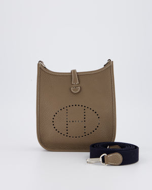 Hermès Mini Evelyne Bag in Etoupe Clemence Leather with Palladium Hardware
