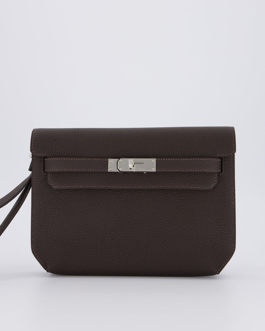 *RARE* Hermès Kelly Depeches 25 Bag in Bai Brun Togo Leather with Palladium Hardware