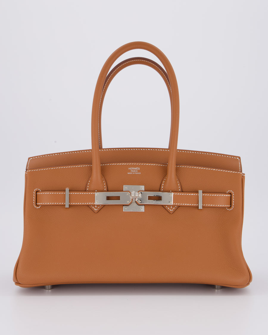 *RARE* Hermès Shoulder Birkin Light 29 Bag in Gold Evercolour Leather with Palladium Hardware