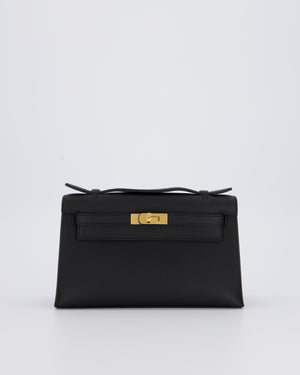 *SUPER RARE* Hermès Mini Kelly Pochette Bag in Noir Swift Leather with Gold Hardware
