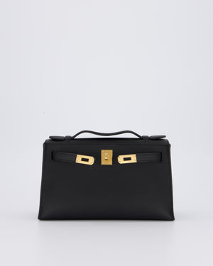 *SUPER RARE* Hermès Mini Kelly Pochette Bag in Noir Swift Leather with Gold Hardware