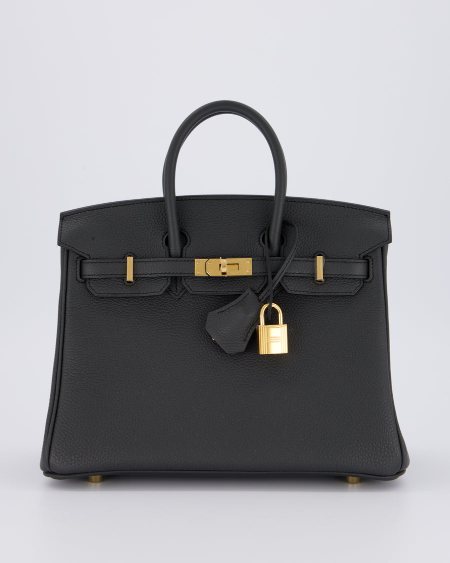 *HOT* Hermès Birkin 25 Retourne Bag in Plomb Togo Leather with Gold Hardware