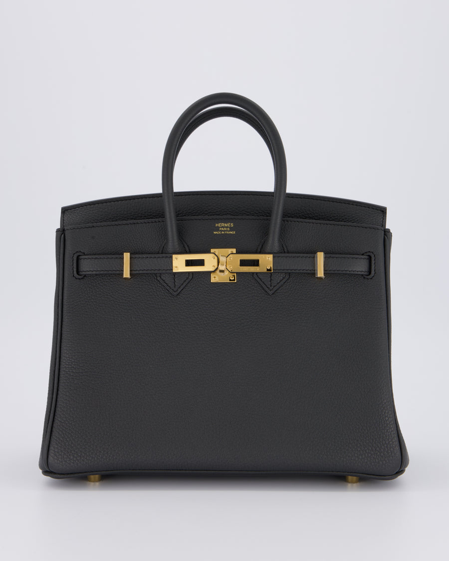 *HOT* Hermès Birkin 25 Retourne Bag in Plomb Togo Leather with Gold Hardware