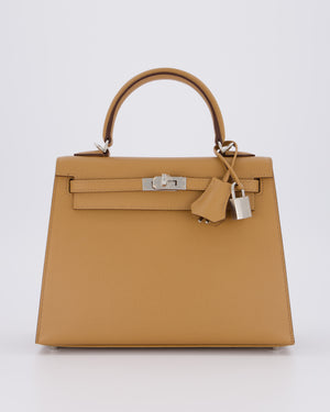 Hermès Kelly 25 Sellier Bag in Biscuit Epsom Leather with Palladium Hardware