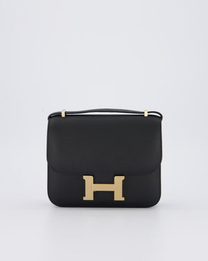 *RARE* Hermès Mini Constance III Mirror 18 Bag in Noir Epsom Leather with Brushed Permabrass Hardware